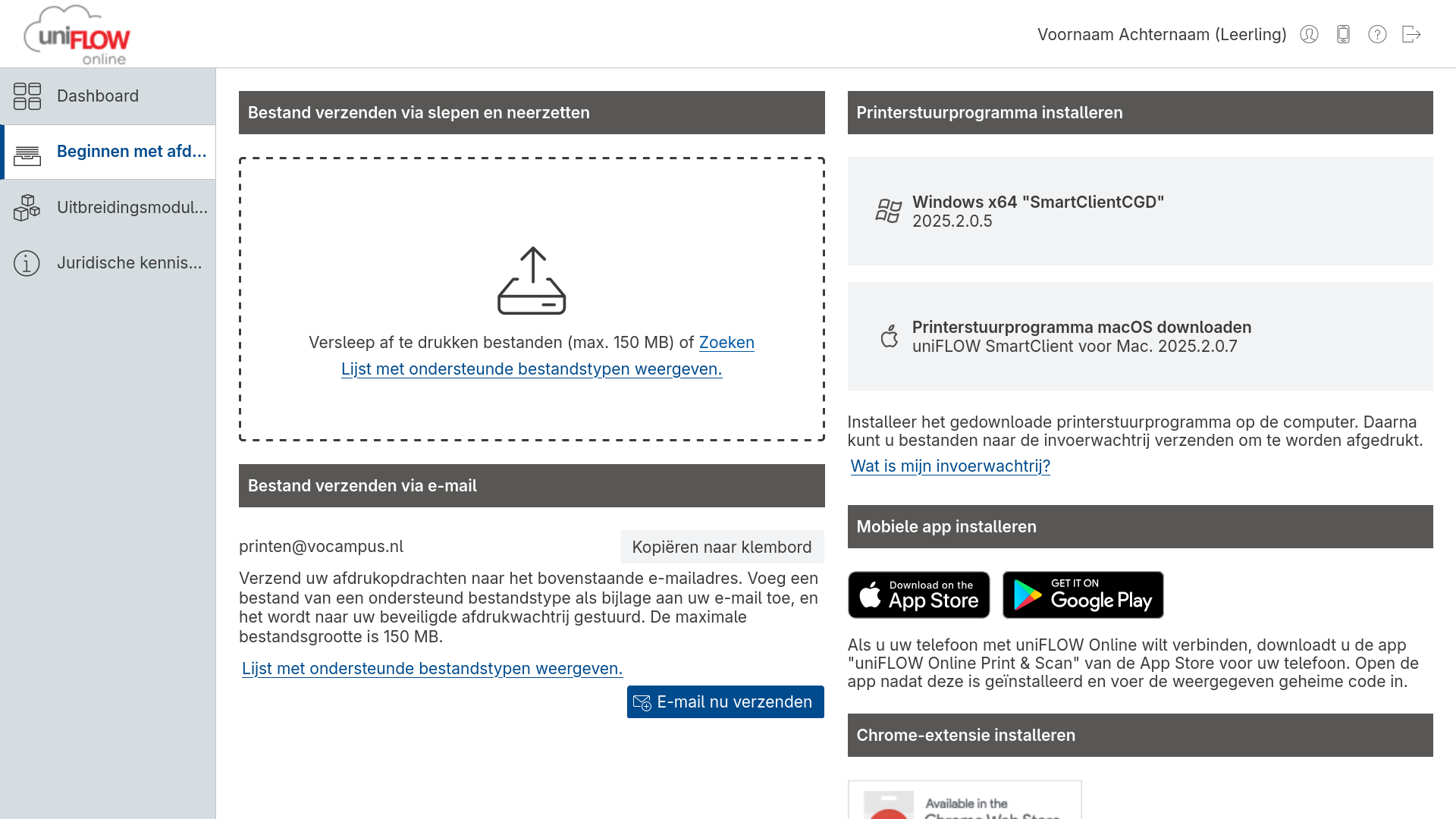Uniflow Beginnen met afdrukken